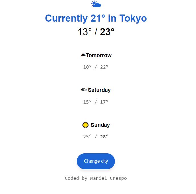 screenshot of weather app